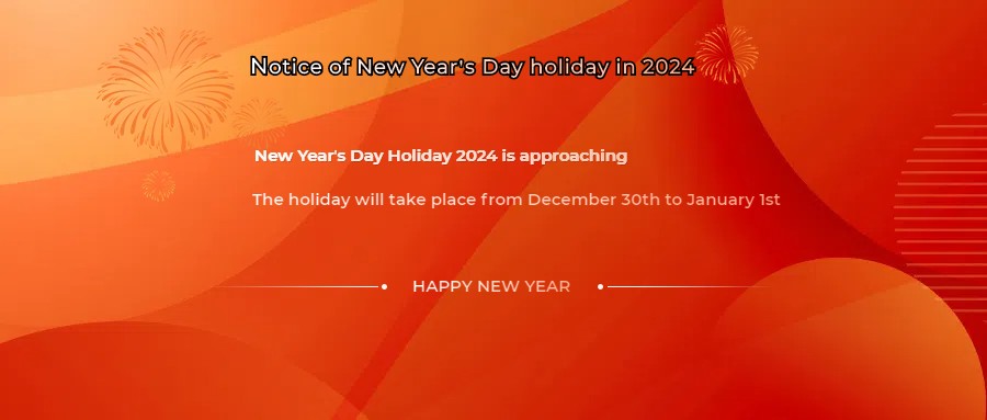 Aviso de feriado del día de Año Nuevo en 2024
